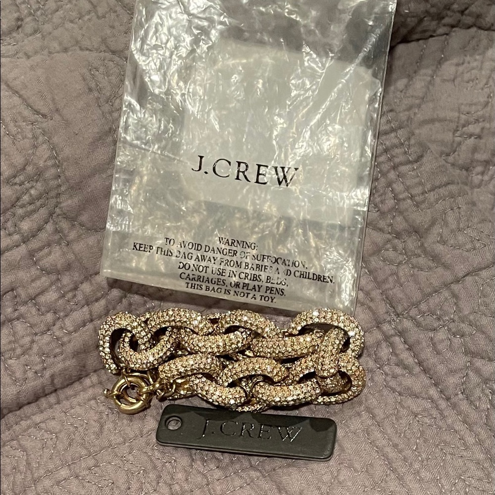J. Crew Gold Chain Link Pavé Studded Bracelet